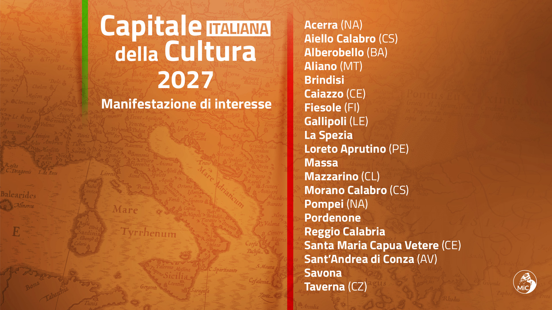 MiC: 20 manifestazioni di interesse presentate per Capitale italiana della Cultura 2027